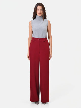 Pantalone palazzo bordeaux a vita alta