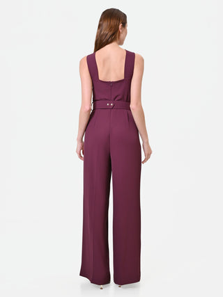 Burgundy Jumpsuit with Oversized Bow