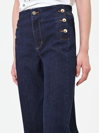 Navy Wide-Leg Sailor Jeans
