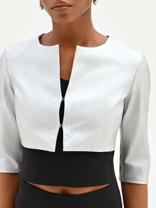 Boléro argenté effet métallisé