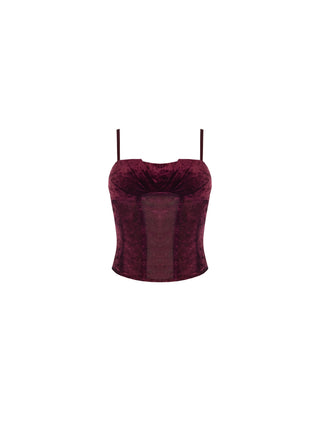 Top corsetto bordeaux in velluto