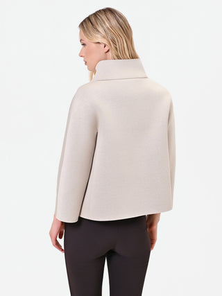 Cropped Taupe Jacket with Mandarin Collar