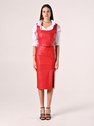 Top Simil Pelle Rosso