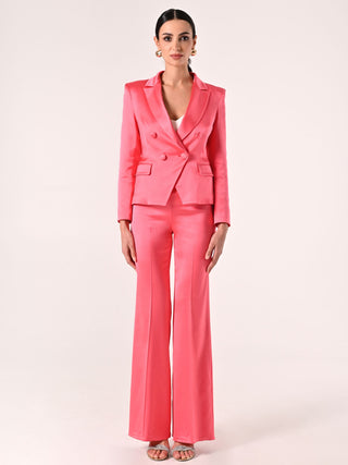 Jacke aus Viskosesatin in Kamelienrosa