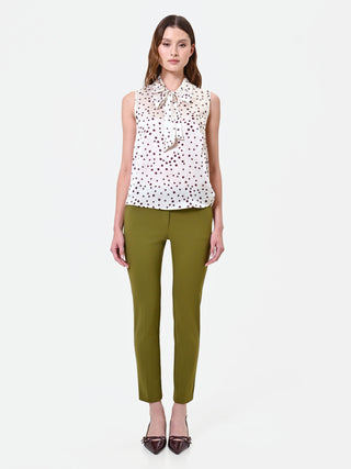 Bordeaux Polka Dot Satin Top