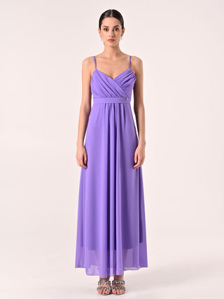 Lilac Empire-Waist Georgette Dress