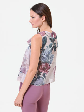 Dusty Rose Floral-Print Ruffle Top
