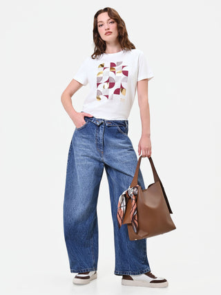 Indigo Blue Jeans with Asymmetrical Closure