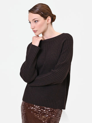 Maglia marrone moro con texture a coste