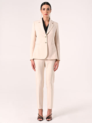 Two-Button Jacket in Light Beige Technical Fabric