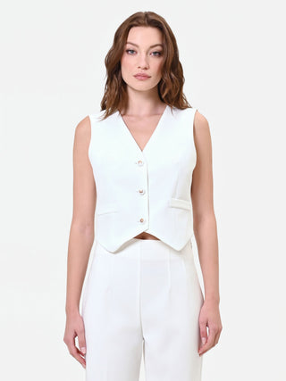White Single-Breasted Vest in Technical Fabric