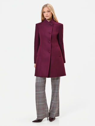 Burgundy Red Stand-Collar Coat