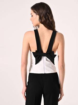 Black & White Two-Toned Top with Bow