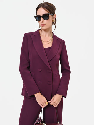 Zweireihiger Studio-Blazer aus Crêpe in Bordeauxrot