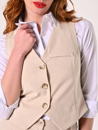 Gilet Beige in Tessuto Operato