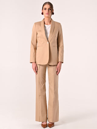 Dark Beige Cotton Jacket with Contrasting Stitching