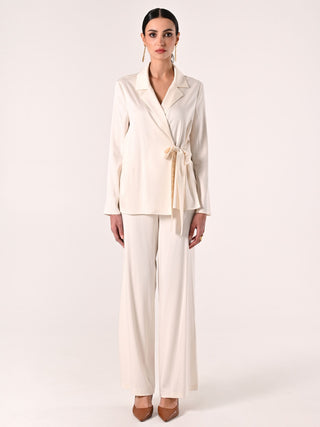 White Jacket in Viscose Satin