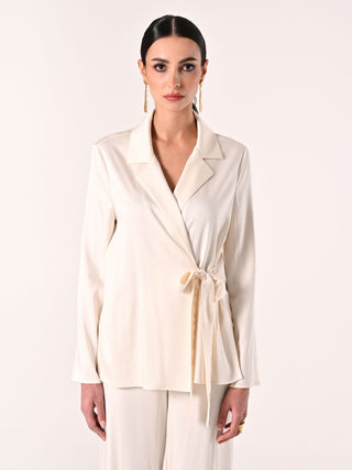 White Jacket in Viscose Satin