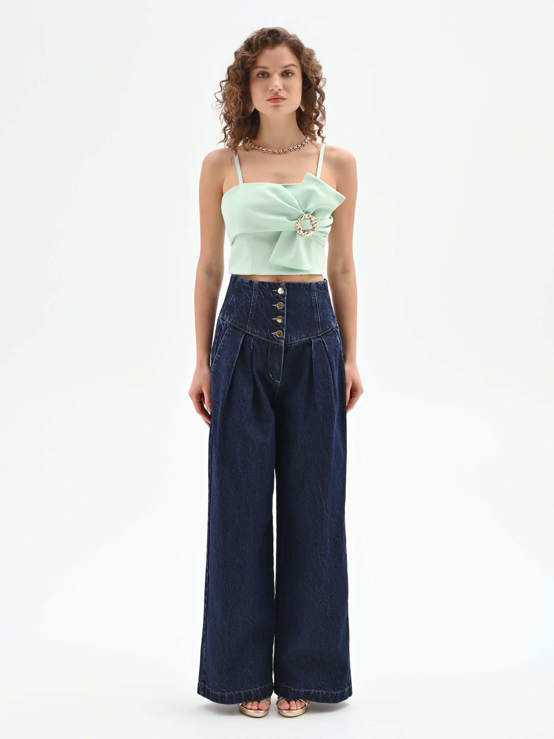 GORGLITTER Top da donna senza spalline, con orlo asimmetrico GORGLITTER Top da donna senza spalline, con orlo asimmetrico