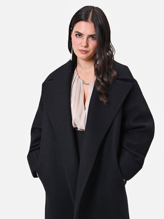 Cappotto Curvy  nero con inserto effetto pelliccia