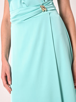 Aqua Green Satin Maxi Skirt