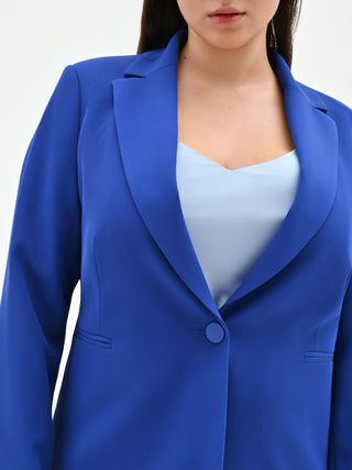 Giacca Curvy blu cina con rever a lancia in cadi