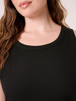 Abito Curvy in Cotone a Costine Nero