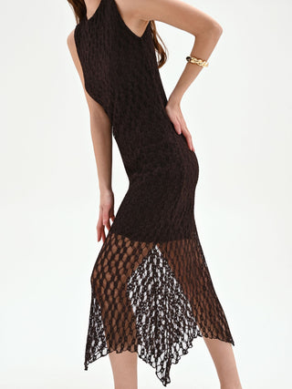 Chocolate Stretch Lace Sheath Dress