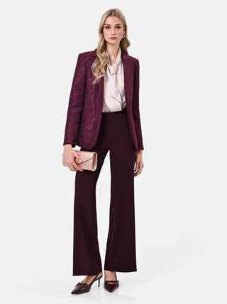 Pantalone a palazzo bordeaux in scuba mano crepe