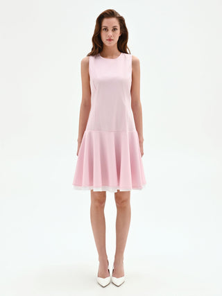 Pink Flared Cotton Sateen Dress