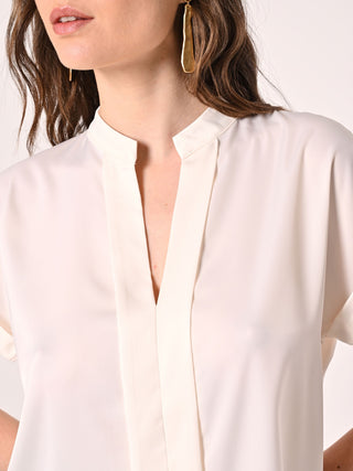 White Blouse with Mandarin Collar