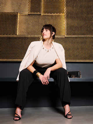 Curvy Black Palazzo Pants in Cady
