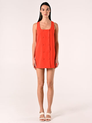 Robe fourreau orange avec boutons sertis