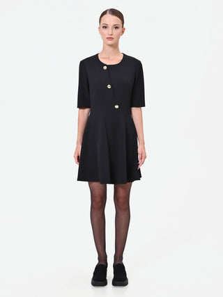 Black Short Dress with Jewel Buttons