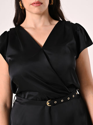 Curvy Black Satin Dress
