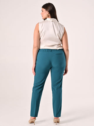 Pantalon curvy vert royal