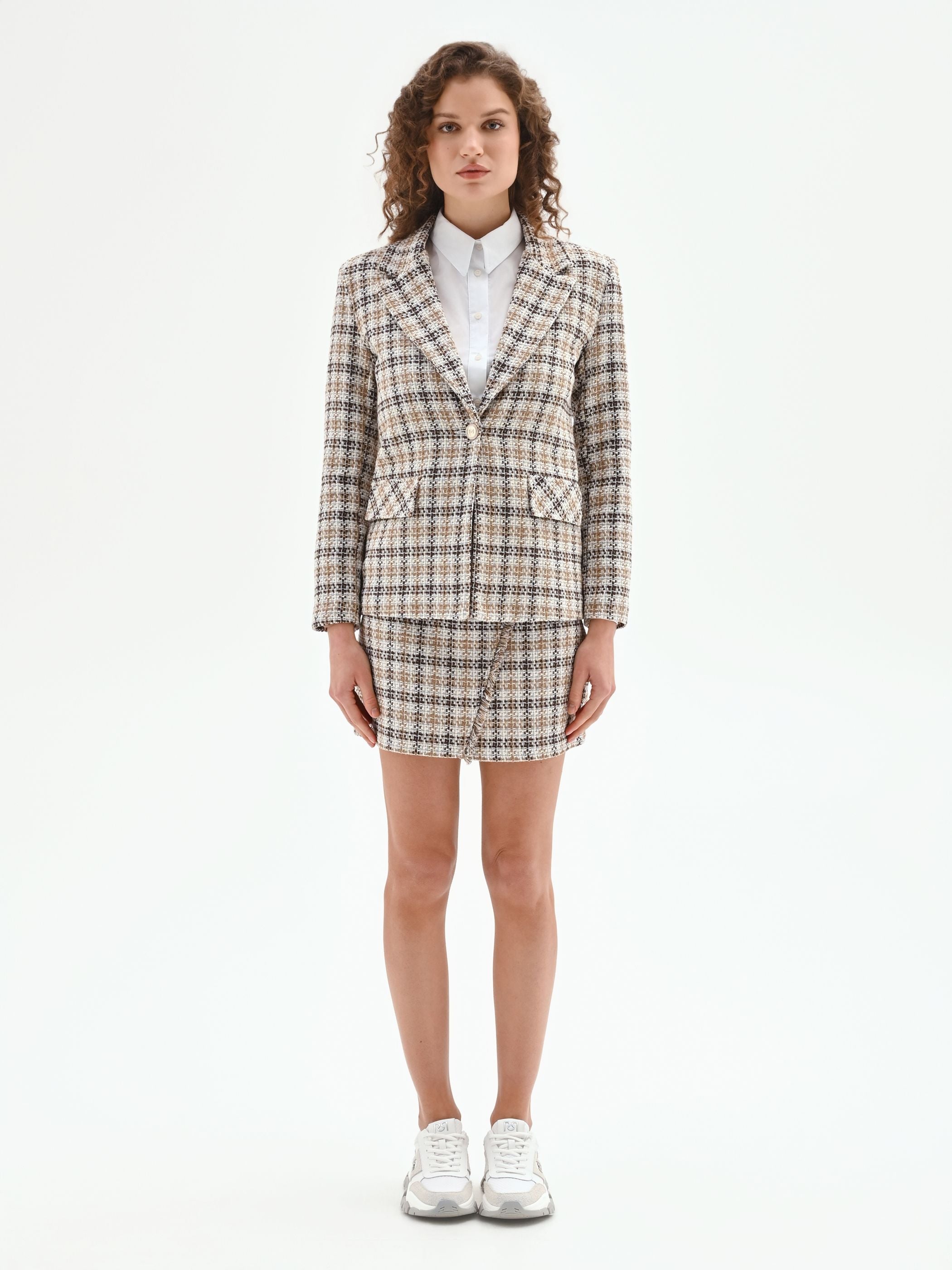Blazer Femme Tweed Chevrons Carreaux Laine Mélangée - Style Chic Vintage Années 20 Gatsby