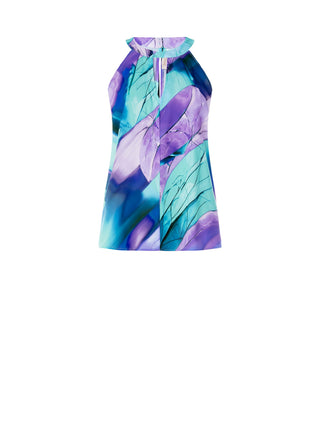 Abstract-print Top with Halterneck