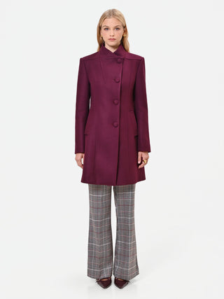 Burgundy Red Stand-Collar Coat