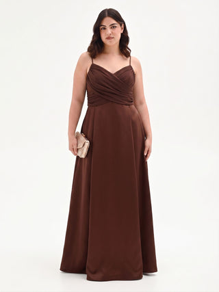 Langes Curvy-Kleid mit drapiertem Oberteil