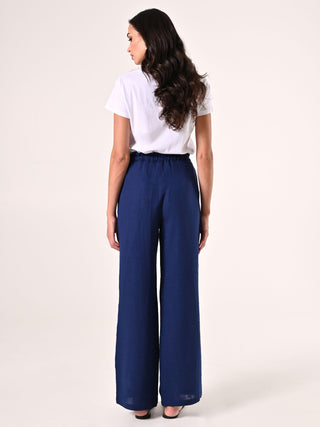 Pantaloni Ampi in Cotone Blu
