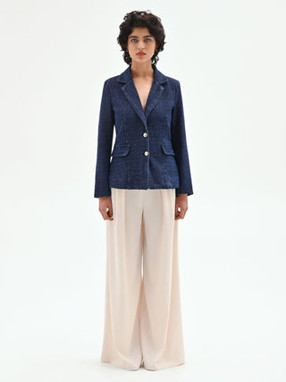 Blue lurex denim blazer jacket