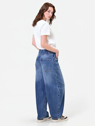 Indigo Blue Jeans with Asymmetrical Closure