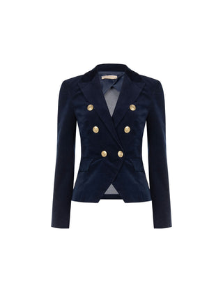 Giacca doppiopetto in velluto blu navy