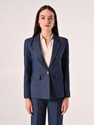 Pinstriped Denim Jacket