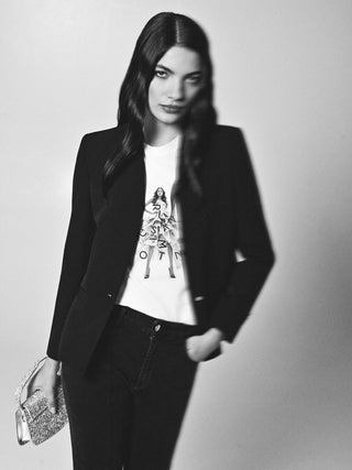 Single-breasted jacket in technical fabric with a stand-up collar