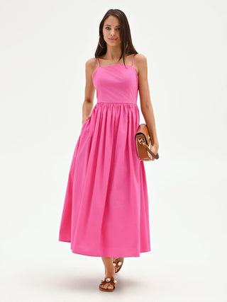 Fuchsia Midi Dress with Full Skirt  Rinascimento