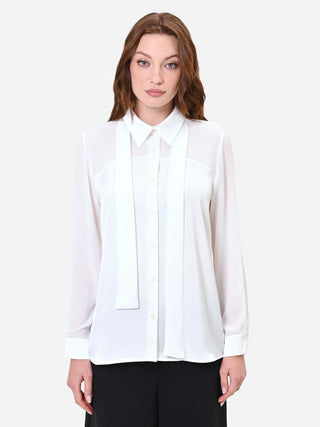 Cremeweiße Georgette-Bluse mit Schluppe