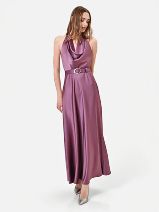Maxikleid in Altrosa mit Wasserfallausschnitt