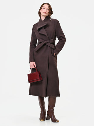 Long Dark Brown Wrap Coat